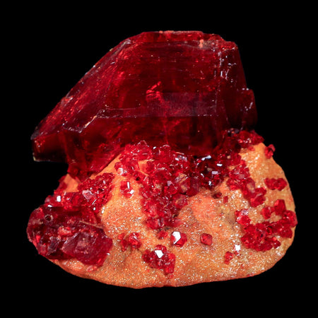 2.2" Stunning Red Pruskite Yellow Base Crystal Mineral Specimen From Poland