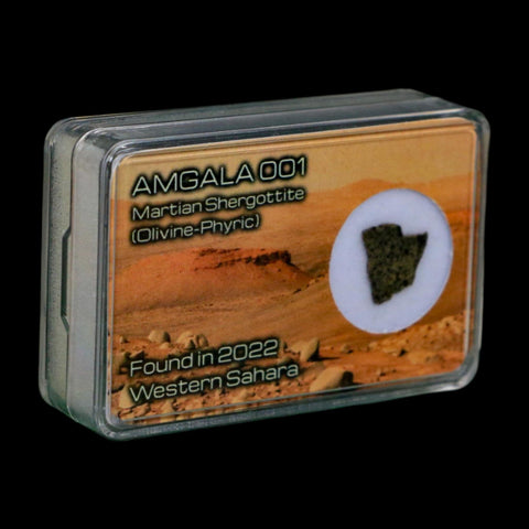 Mars Rock Martian Meteorite Amgala 001 Shergottite Olivine-Phyric Display - Fossil Age Minerals