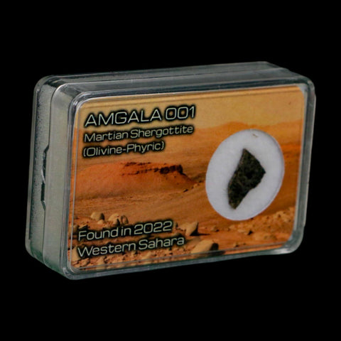 Mars Rock Martian Meteorite Amgala 001 Shergottite Olivine-Phyric Display - Fossil Age Minerals