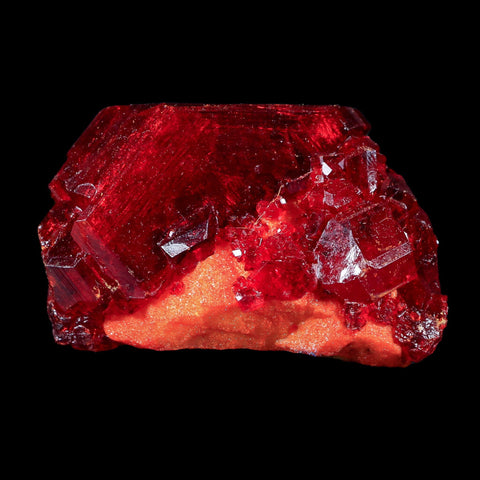 2.6" Stunning Red Pruskite Yellow Base Crystal Mineral Specimen From Poland - Fossil Age Minerals