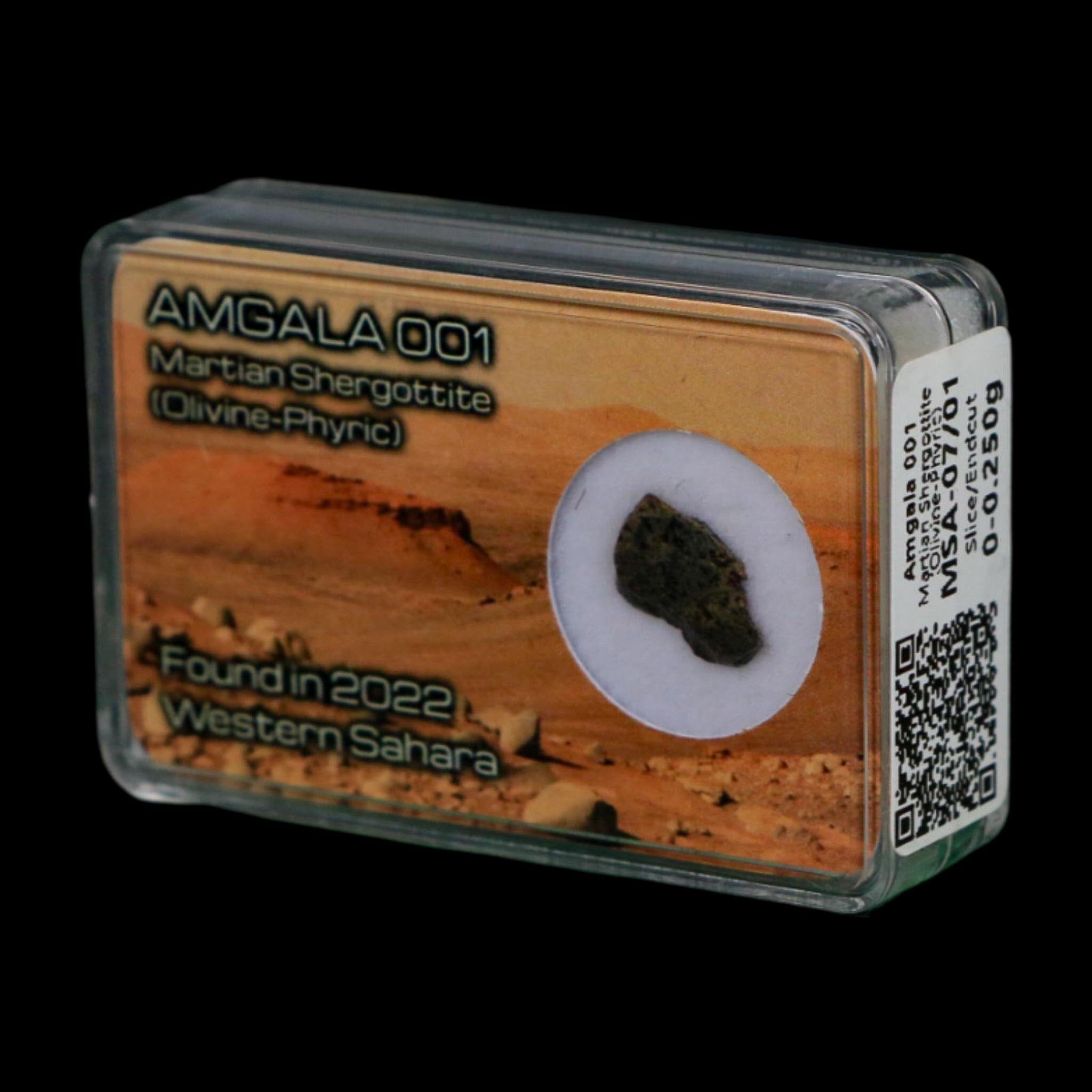 Mars Rock Martian Meteorite Amgala 001 Shergottite Olivine-Phyric Display - Fossil Age Minerals
