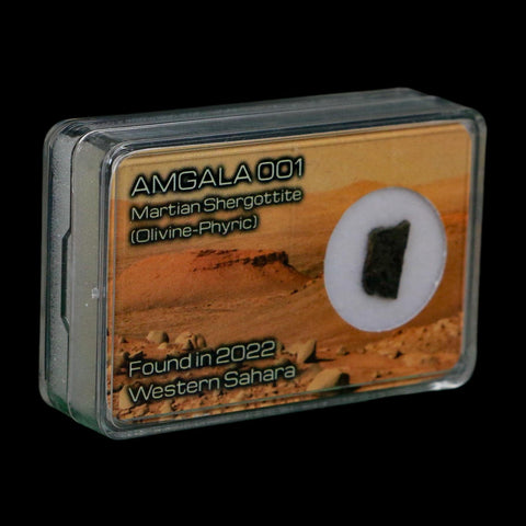 Mars Rock Martian Meteorite Amgala 001 Shergottite Olivine-Phyric Display - Fossil Age Minerals