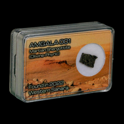 Mars Rock Martian Meteorite Amgala 001 Shergottite Olivine-Phyric Display - Fossil Age Minerals