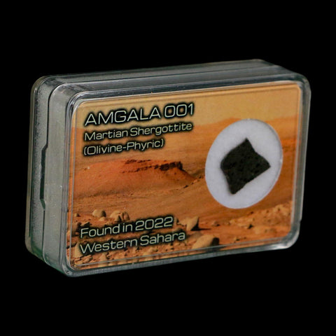 Mars Rock Martian Meteorite Amgala 001 Shergottite Olivine-Phyric Display - Fossil Age Minerals