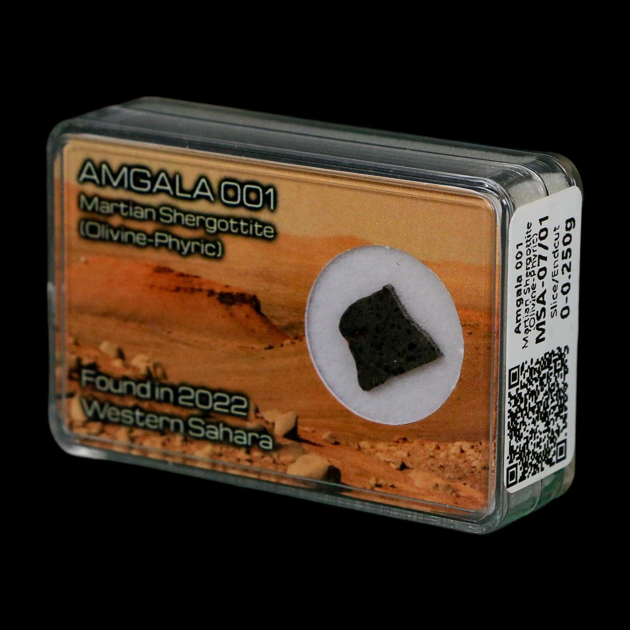 Mars Rock Martian Meteorite Amgala 001 Shergottite Olivine-Phyric Display - Fossil Age Minerals