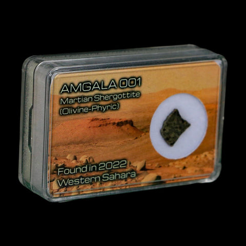 Mars Rock Martian Meteorite Amgala 001 Shergottite Olivine-Phyric Display - Fossil Age Minerals