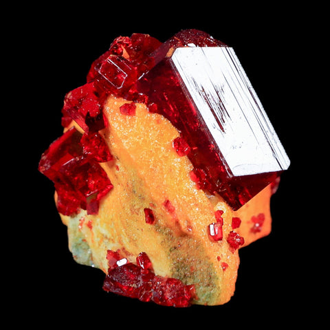 3" Stunning Red Pruskite Yellow Base Crystal Mineral Specimen From Poland - Fossil Age Minerals