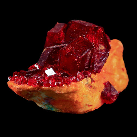 2.9" Stunning Red Pruskite Yellow Base Crystal Mineral Specimen From Poland - Fossil Age Minerals