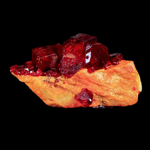 2.9" Stunning Red Pruskite Yellow Base Crystal Mineral Specimen From Poland - Fossil Age Minerals