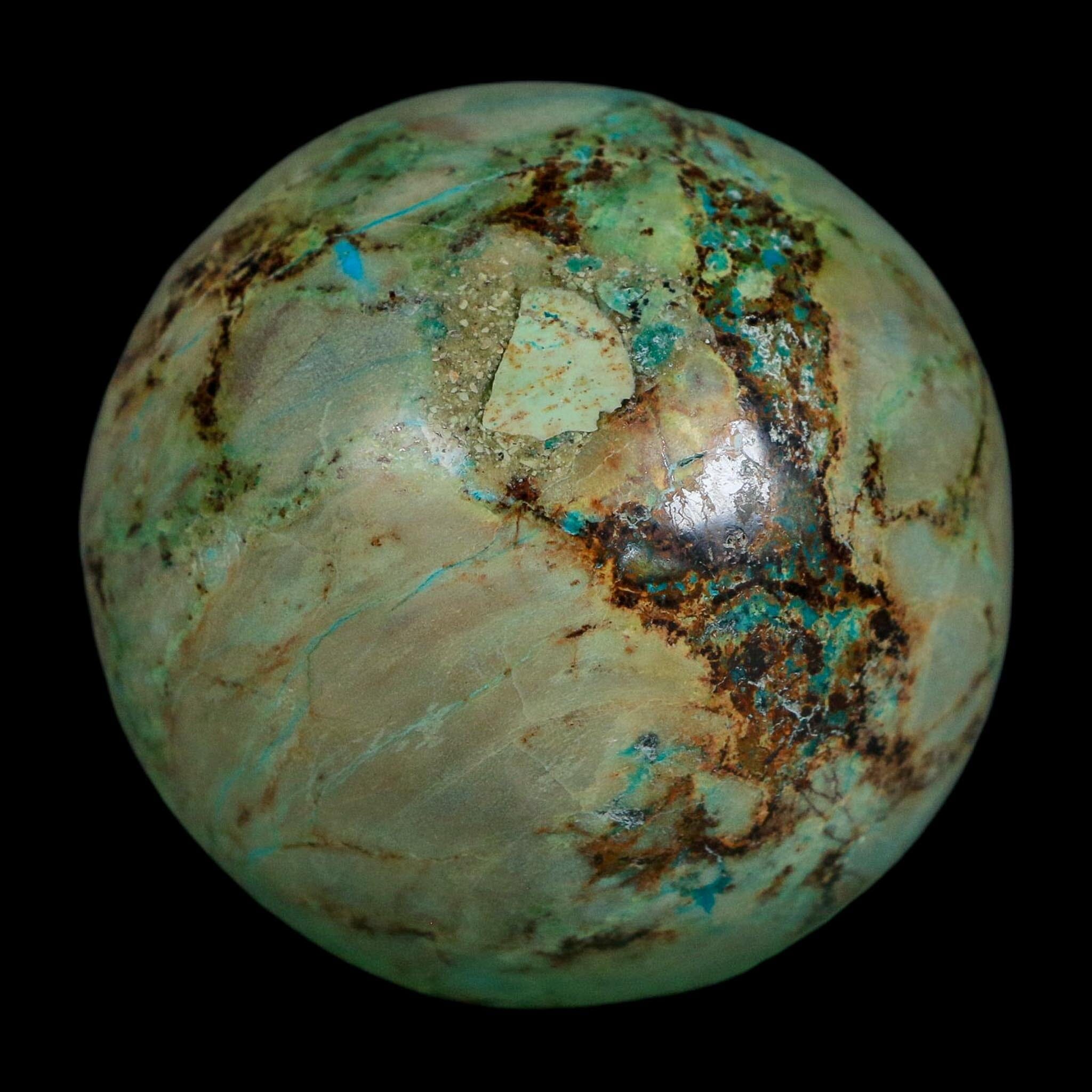XL 58MM Polished Chrysocolla And Malachite Mineral Sphere Peru - Fossil Age Minerals
