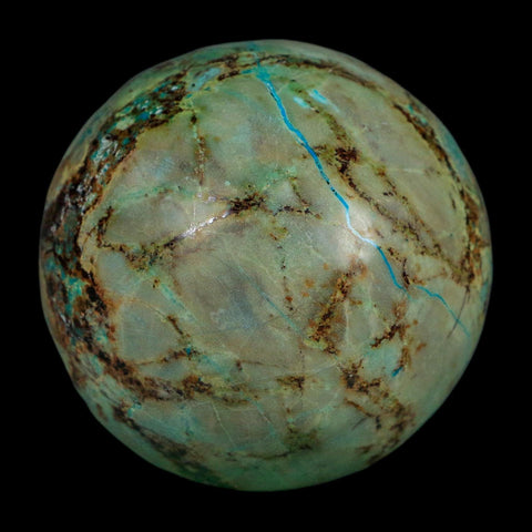 XL 58MM Polished Chrysocolla And Malachite Mineral Sphere Peru - Fossil Age Minerals