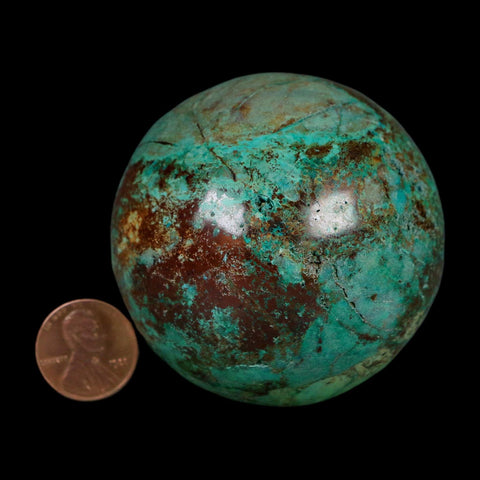 XL 59MM Polished Chrysocolla And Malachite Mineral Sphere Peru - Fossil Age Minerals