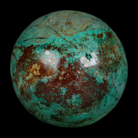 XL 59MM Polished Chrysocolla And Malachite Mineral Sphere Peru - Fossil Age Minerals
