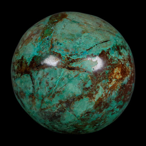 XL 59MM Polished Chrysocolla And Malachite Mineral Sphere Peru - Fossil Age Minerals