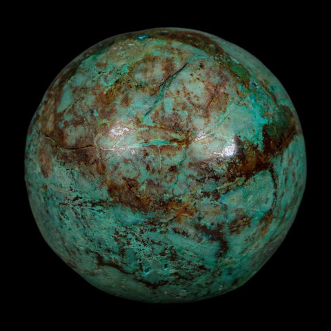 XL 59MM Polished Chrysocolla And Malachite Mineral Sphere Peru - Fossil Age Minerals