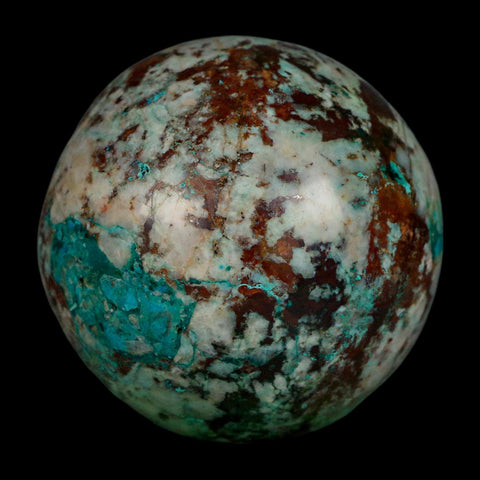 XL 64MM Polished Chrysocolla, Malachite, Crystal Mineral Sphere Peru - Fossil Age Minerals