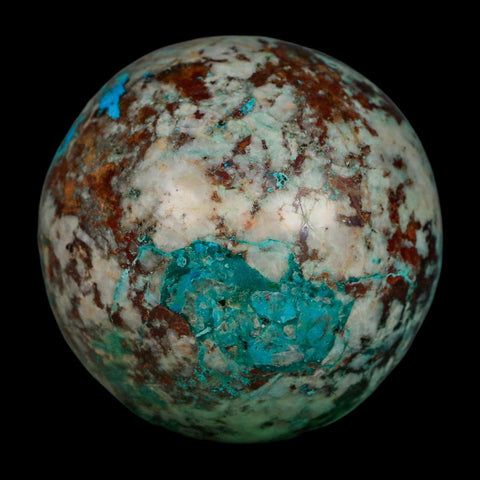 XL 64MM Polished Chrysocolla, Malachite, Crystal Mineral Sphere Peru - Fossil Age Minerals