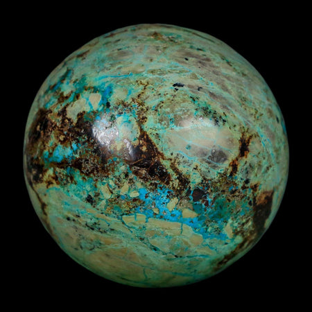 XL 57MM Polished Chrysocolla And Malachite Mineral Sphere Peru
