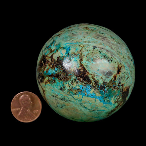 XL 57MM Polished Chrysocolla And Malachite Mineral Sphere Peru - Fossil Age Minerals