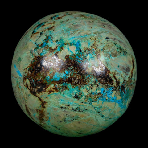 XL 57MM Polished Chrysocolla And Malachite Mineral Sphere Peru - Fossil Age Minerals