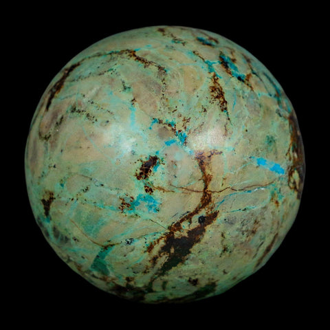 XL 57MM Polished Chrysocolla And Malachite Mineral Sphere Peru - Fossil Age Minerals
