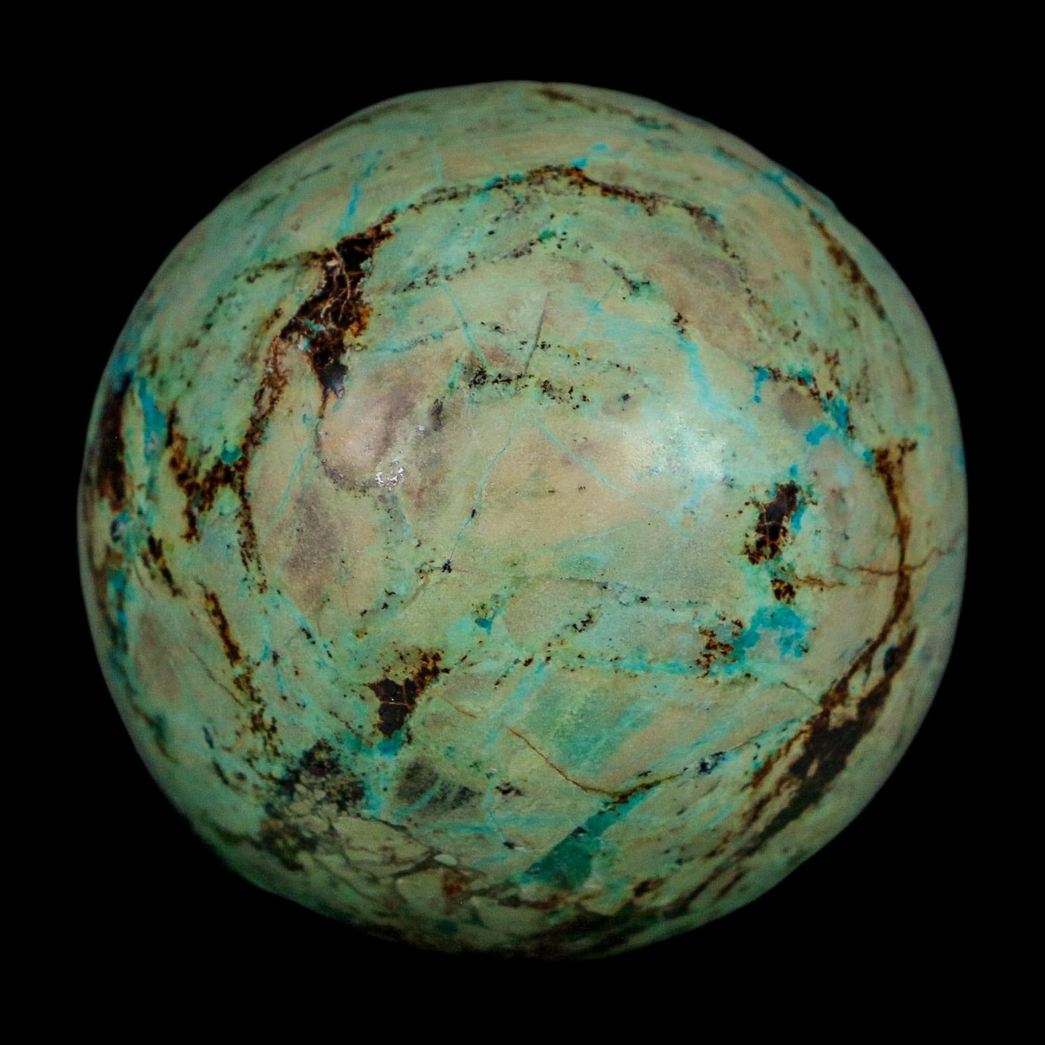 XL 57MM Polished Chrysocolla And Malachite Mineral Sphere Peru - Fossil Age Minerals
