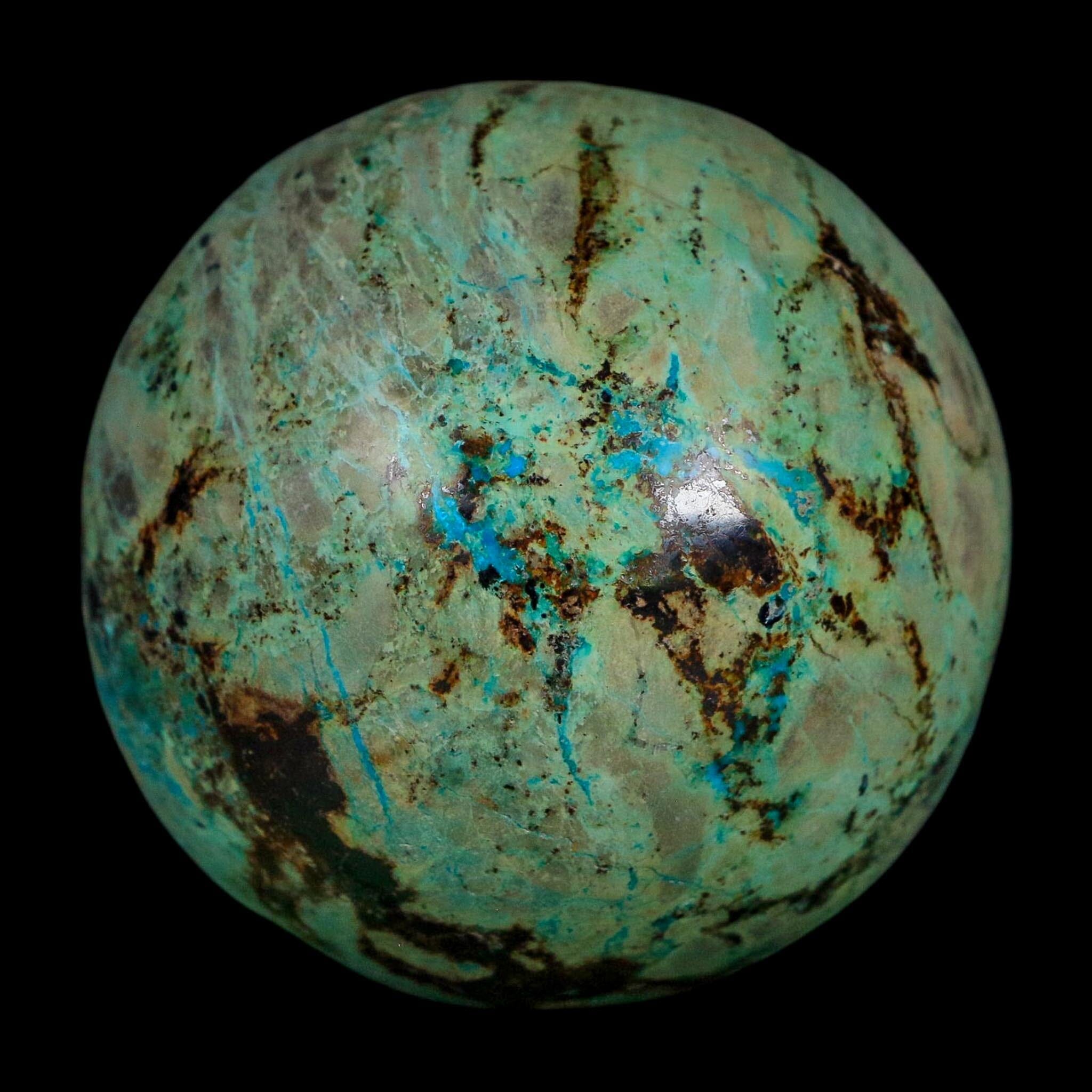 XL 57MM Polished Chrysocolla And Malachite Mineral Sphere Peru - Fossil Age Minerals