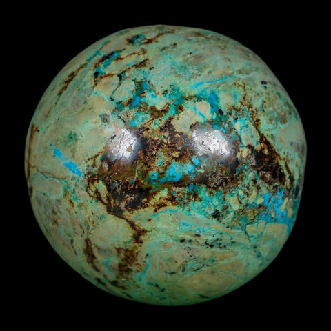 XL 57MM Polished Chrysocolla And Malachite Mineral Sphere Peru - Fossil Age Minerals