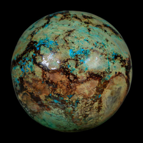 XL 60MM Polished Chrysocolla And Malachite Mineral Sphere Peru - Fossil Age Minerals