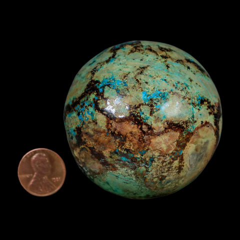 XL 60MM Polished Chrysocolla And Malachite Mineral Sphere Peru - Fossil Age Minerals