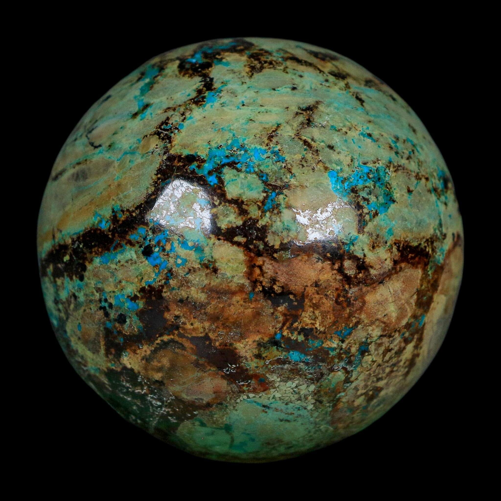 XL 60MM Polished Chrysocolla And Malachite Mineral Sphere Peru - Fossil Age Minerals