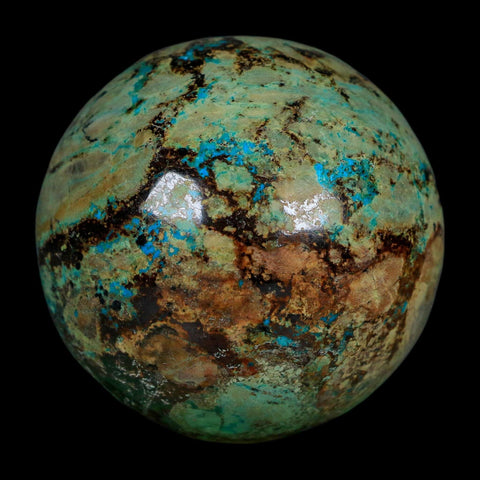 XL 60MM Polished Chrysocolla And Malachite Mineral Sphere Peru - Fossil Age Minerals