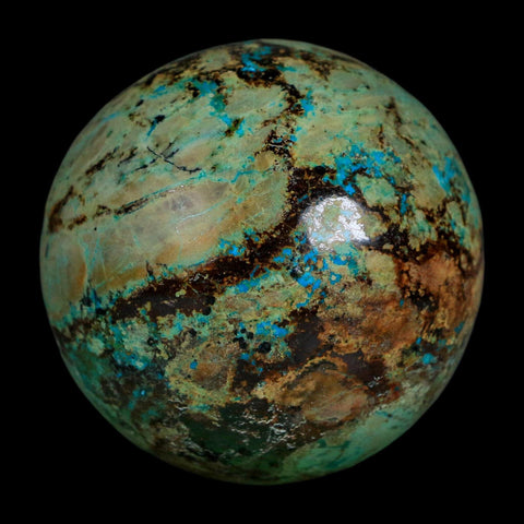 XL 60MM Polished Chrysocolla And Malachite Mineral Sphere Peru - Fossil Age Minerals