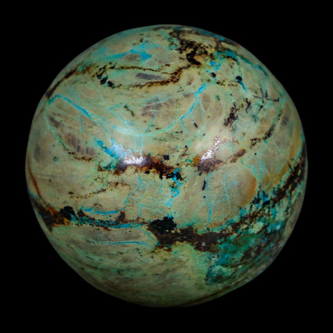 XL 60MM Polished Chrysocolla And Malachite Mineral Sphere Peru - Fossil Age Minerals