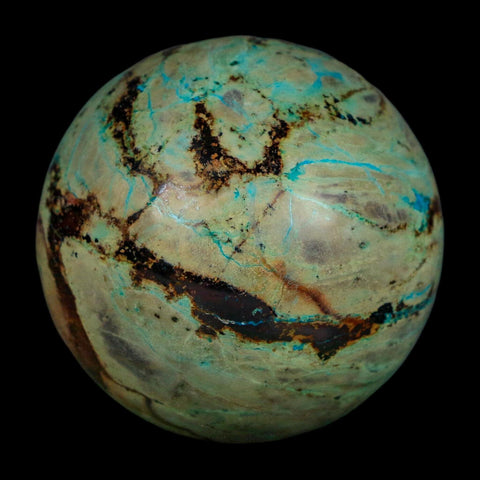 XL 60MM Polished Chrysocolla And Malachite Mineral Sphere Peru - Fossil Age Minerals