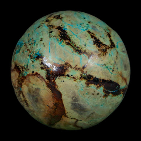 XL 60MM Polished Chrysocolla And Malachite Mineral Sphere Peru - Fossil Age Minerals