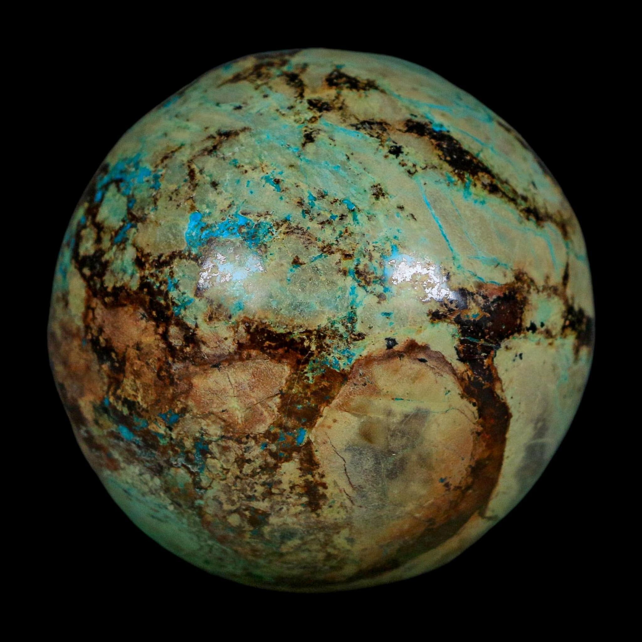 XL 60MM Polished Chrysocolla And Malachite Mineral Sphere Peru - Fossil Age Minerals