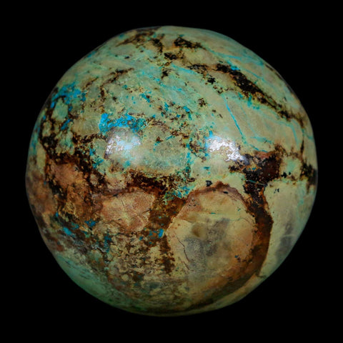 XL 60MM Polished Chrysocolla And Malachite Mineral Sphere Peru - Fossil Age Minerals