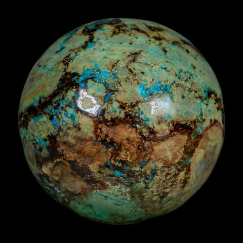 XL 60MM Polished Chrysocolla And Malachite Mineral Sphere Peru - Fossil Age Minerals