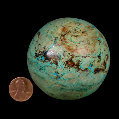XL 62MM Polished Chrysocolla And Malachite Mineral Sphere Peru - Fossil Age Minerals