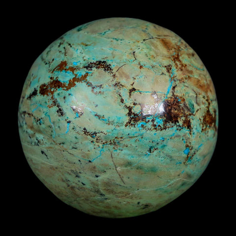 XL 62MM Polished Chrysocolla And Malachite Mineral Sphere Peru - Fossil Age Minerals