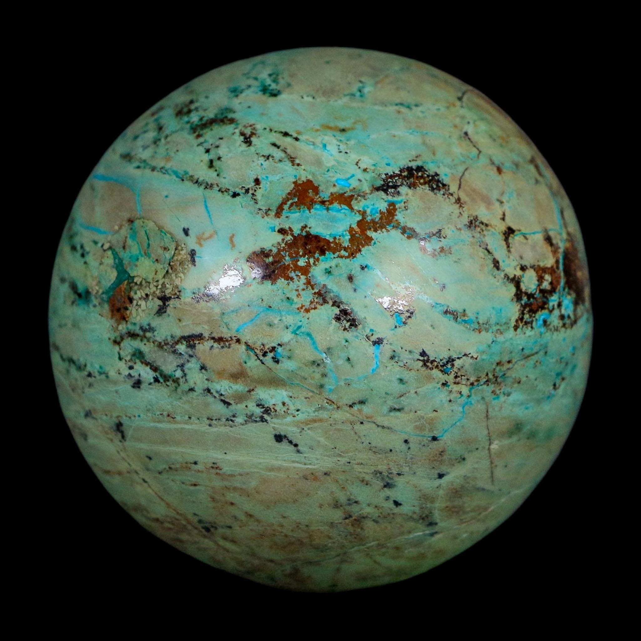 XL 62MM Polished Chrysocolla And Malachite Mineral Sphere Peru - Fossil Age Minerals