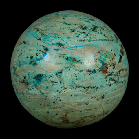 XL 62MM Polished Chrysocolla And Malachite Mineral Sphere Peru - Fossil Age Minerals