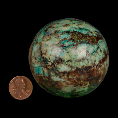 XL 62MM Polished Chrysocolla And Malachite Mineral Sphere Peru - Fossil Age Minerals
