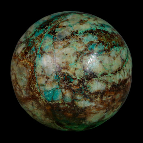 XL 62MM Polished Chrysocolla And Malachite Mineral Sphere Peru - Fossil Age Minerals