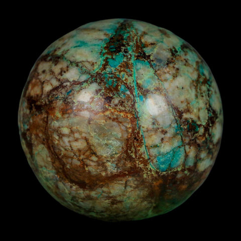 XL 62MM Polished Chrysocolla And Malachite Mineral Sphere Peru - Fossil Age Minerals