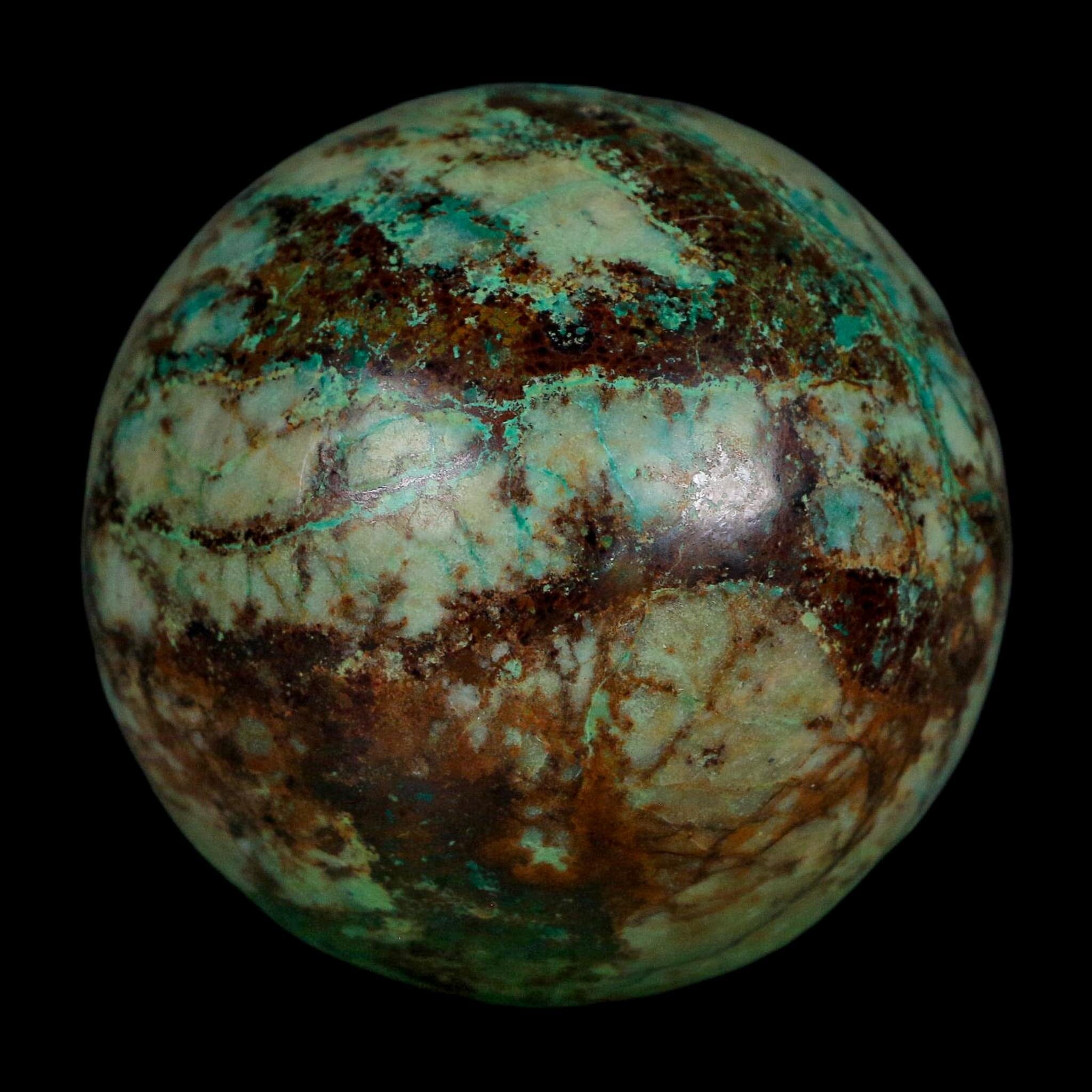 XL 62MM Polished Chrysocolla And Malachite Mineral Sphere Peru - Fossil Age Minerals