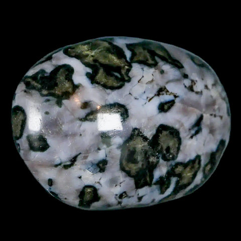 2.1" Natural Gabbro Polished Palm Stone Mineral Calcium Plagioclase Madagascar - Fossil Age Minerals