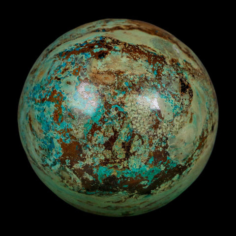 XL 59MM Polished Chrysocolla And Malachite Mineral Sphere Peru - Fossil Age Minerals