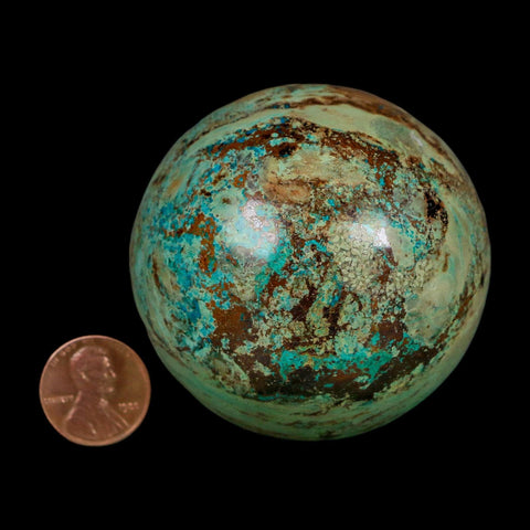 XL 59MM Polished Chrysocolla And Malachite Mineral Sphere Peru - Fossil Age Minerals